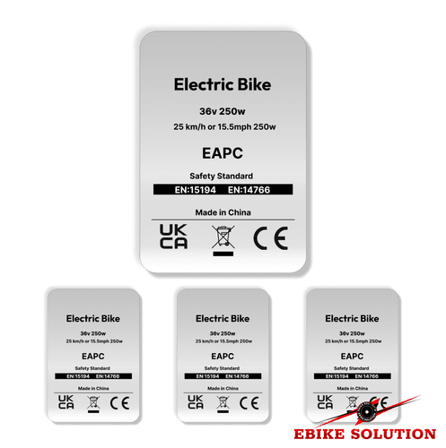 3x Hub Motor Ebike Stickers EAPC 36v 48v 52v 250w 15.5mph Legal Decal Bicycle