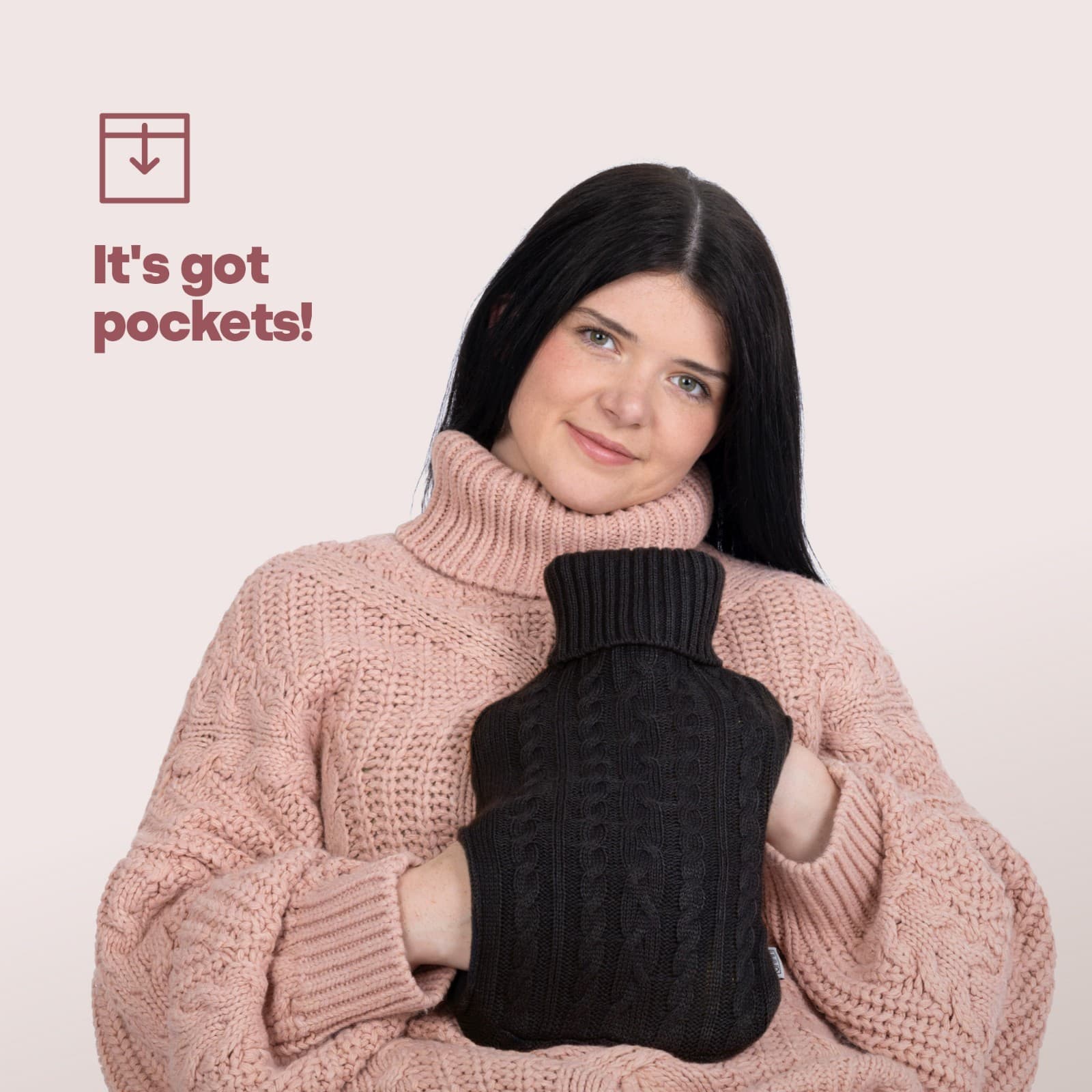 FiNeWaY Grey Faux Fur 2L Hot Water Bottle with Pocket Arthritis Pain Relief Warm