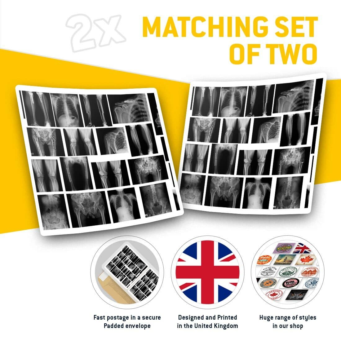 2 x Square Stickers 10 cm - X-Ray Bone Fracture Plate Pins  #43026 view 2