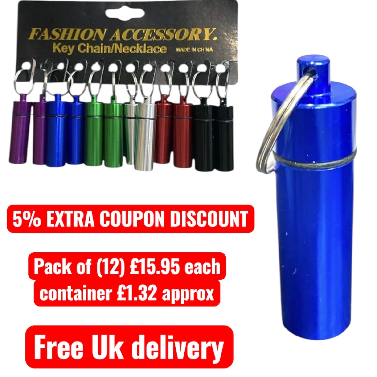 Daily  / Travel  /  Emergency  Keyring Pill Box Medicine Tablet Holder Aluminium