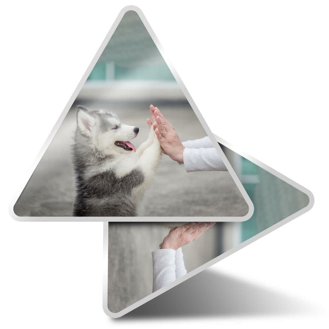 2 x Triangle Stickers 10 cm - Puppy Training Husky Dog  #21710