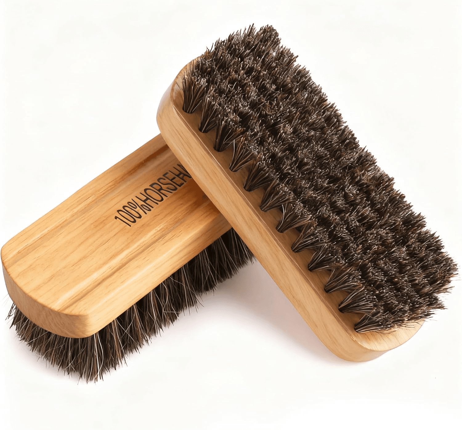 2 PCS Horsehair Shoe Brush| Leather Cleaning Brush Premium Super Soft Bristles w