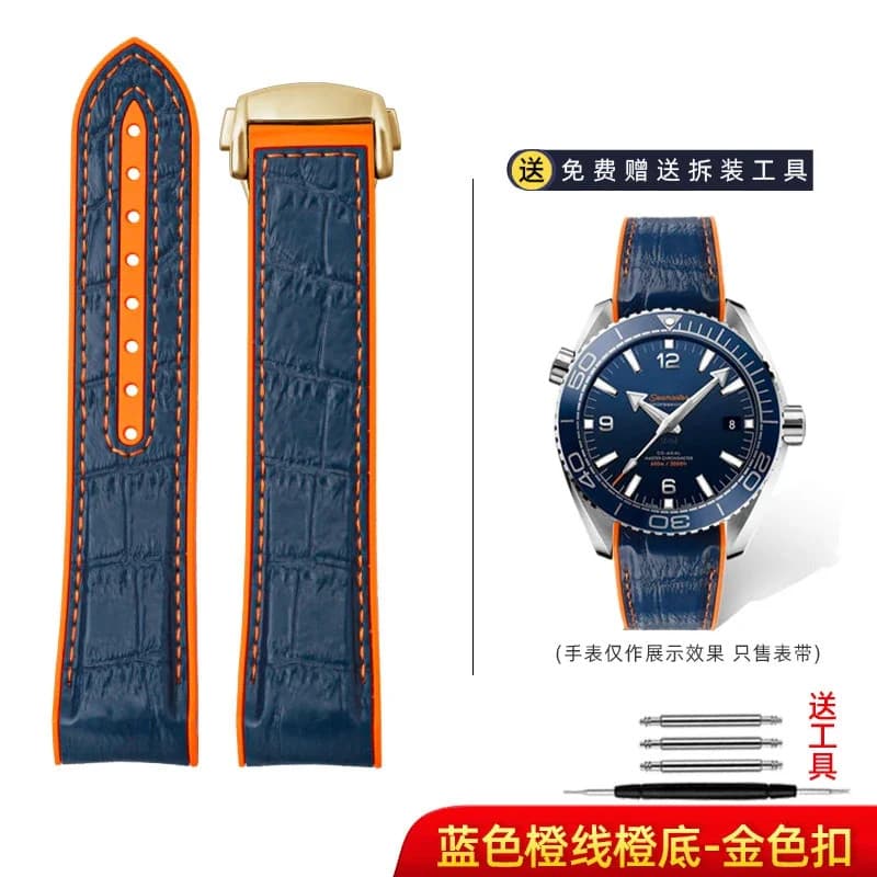 20Mm 22Mm Orange Rubber Bracelet for Omega Seamaster 300 Planet Ocean 600 Watchb