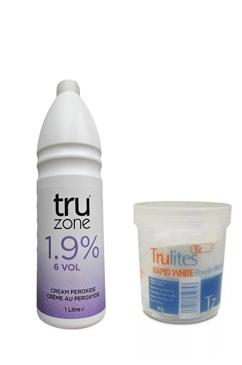Truzone 1.9% 6vol Cream Peroxide and Trulites Rapid White Powder Hair Bleach 80g.