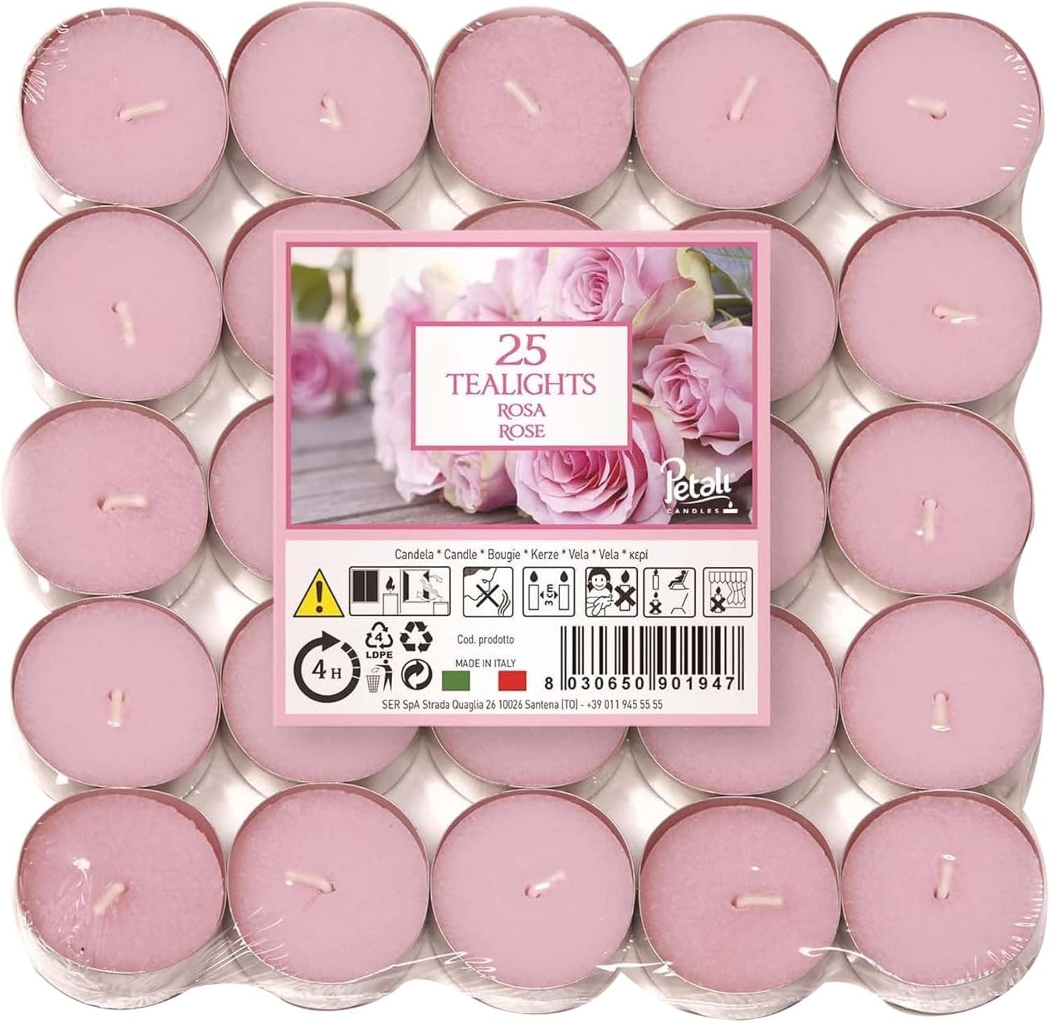 Price's Scented Tealights Candles Rose Pink Round Pack of 25 - 4H Burn Time
