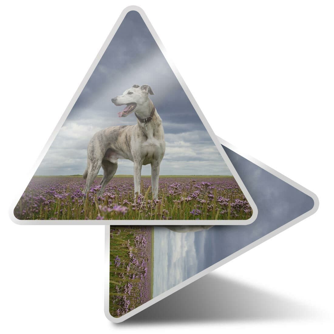 2 x Triangle Stickers 10 cm - White Greyhound Pet Dog  #16042