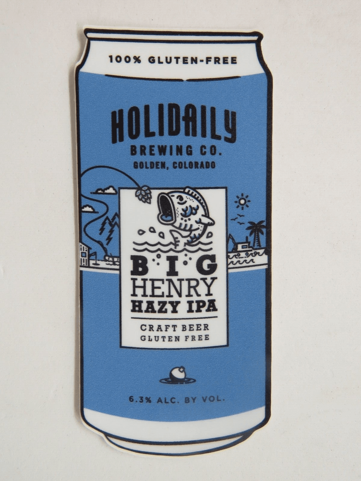 BEER STICKER ~ HOLIDAILY Brewing Gluten-Free Big Henry Hazy IPA ~ COLORADO