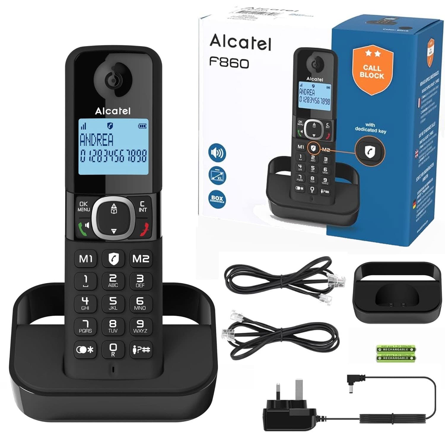Alcatel F860 Cordless Home Phone Single Landline Nuisance Call Blocker Black UK