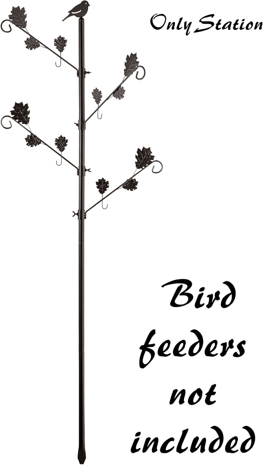 Bird Feeder Hanging Station Pole Birds Feeding Station Metal Stand for Small Bir view 2