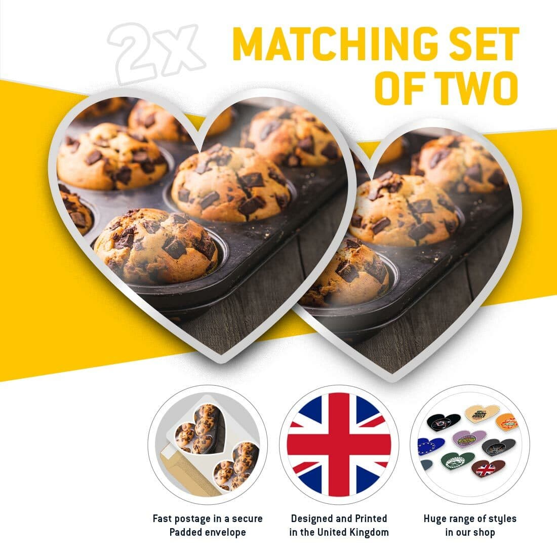 2 x Heart Stickers 10 cm - Home Baking Chocolate Muffins Tin #45348 view 2