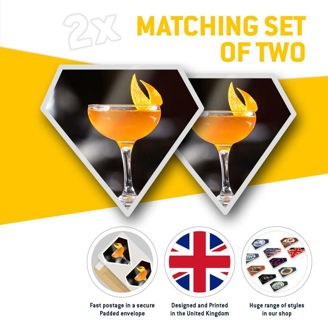 2 x Diamond Stickers 10 cm  - Orange Cocktail Bar Restaurant  #21968 view 2