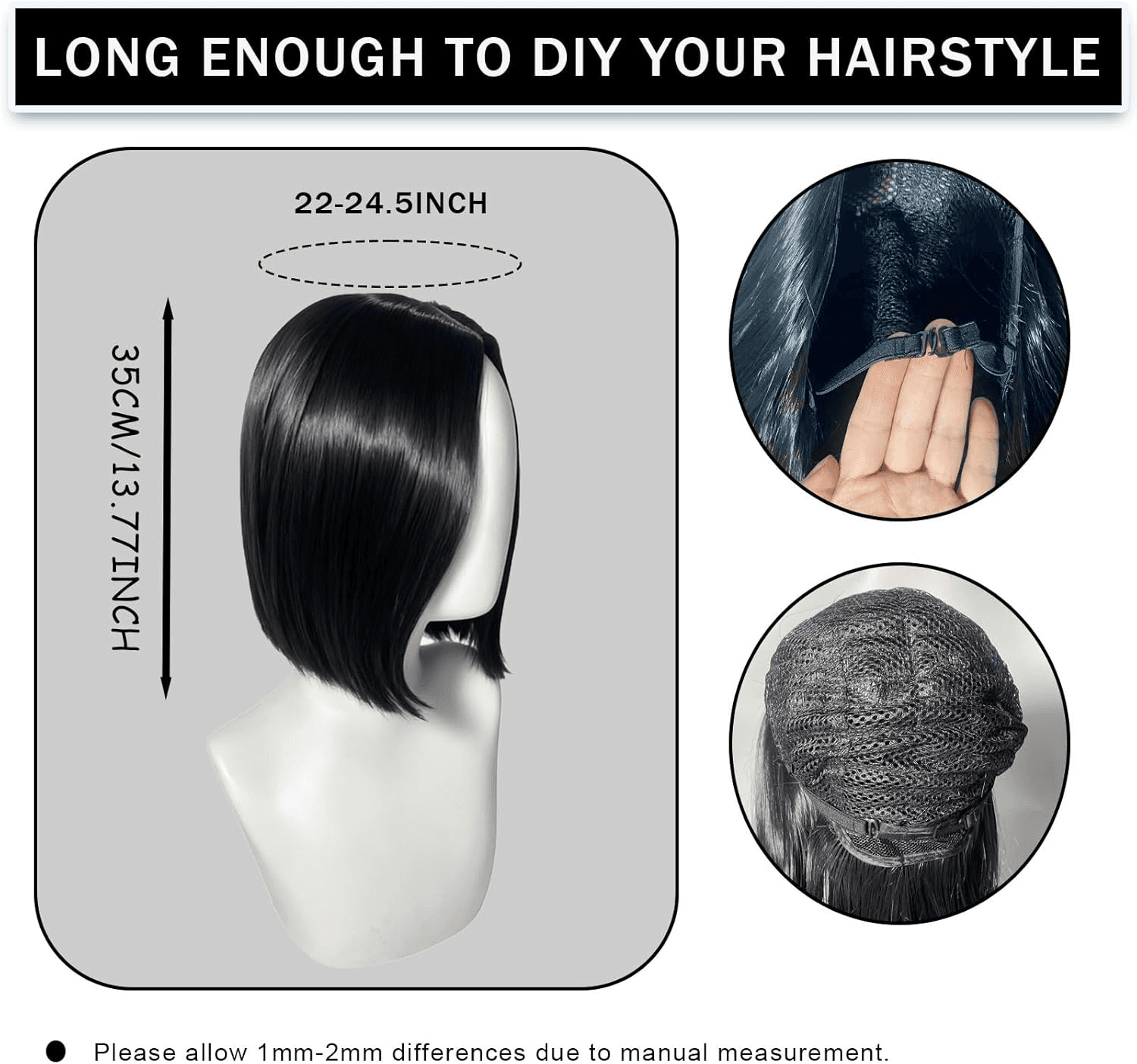Mens Black Straight Wig| 35CM/ 13.78'' Long Synthetic Hair Wigs for Men Women| 7 view 2