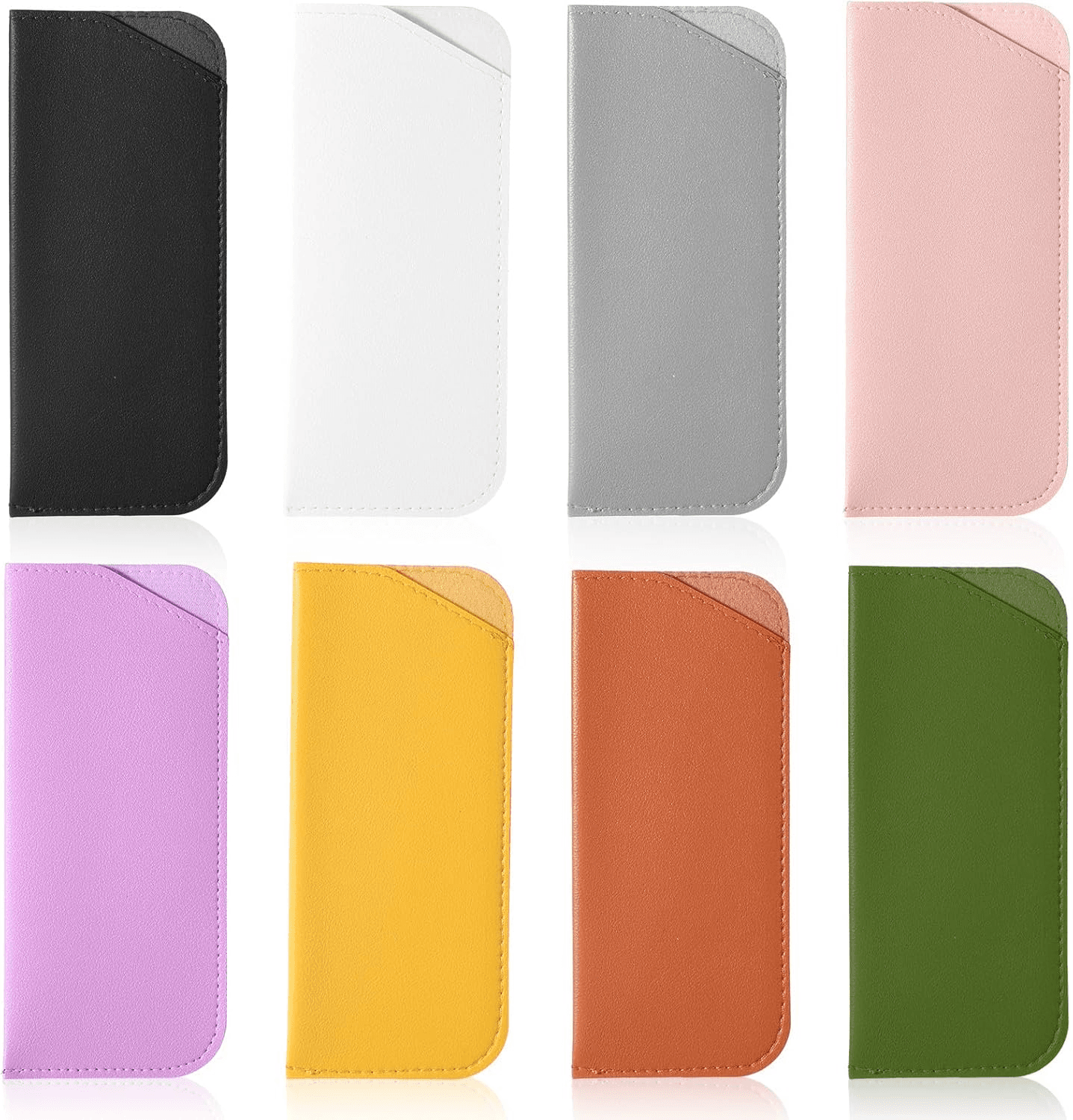 8 Pack Soft Glasses Case| 6.89 X 2.95 Inch Soft Leather Glasses Pouch| Portable