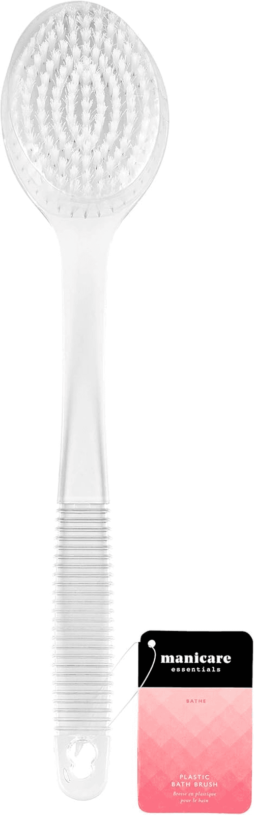 White Plastic Bath Brush| Exfoliating| Long Handled Spa Shower Brush| Non Slip H