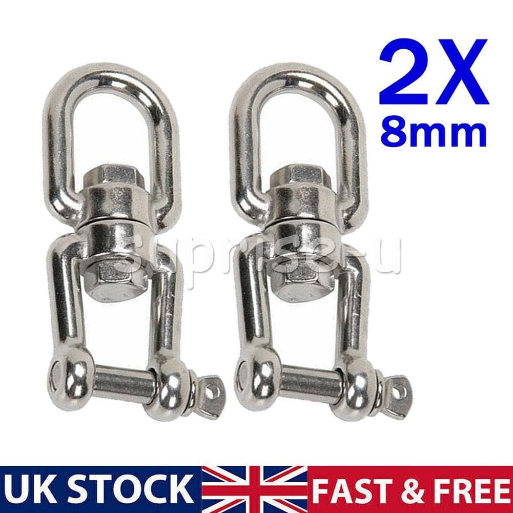2PCS 8mm M8 Stainless Steel Boat Anchor Chain Swivel Eye / Jaw Marine Grade 316