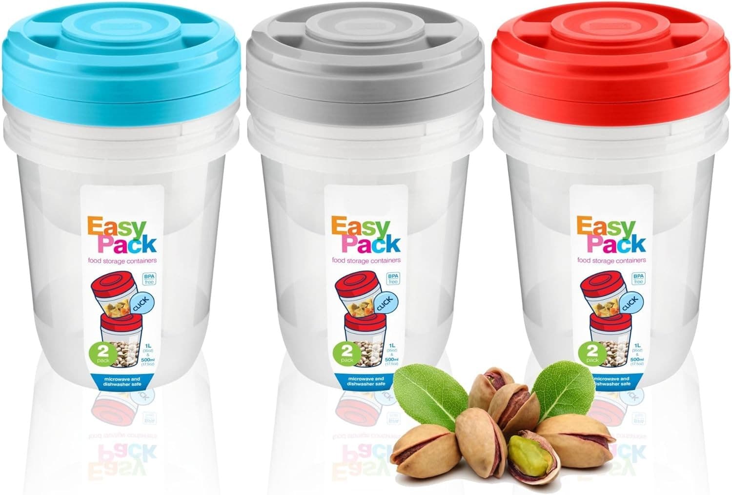 Plastic Storage Box With Lid Food Jars With Round Screw Top Lids Easy Pack Cont