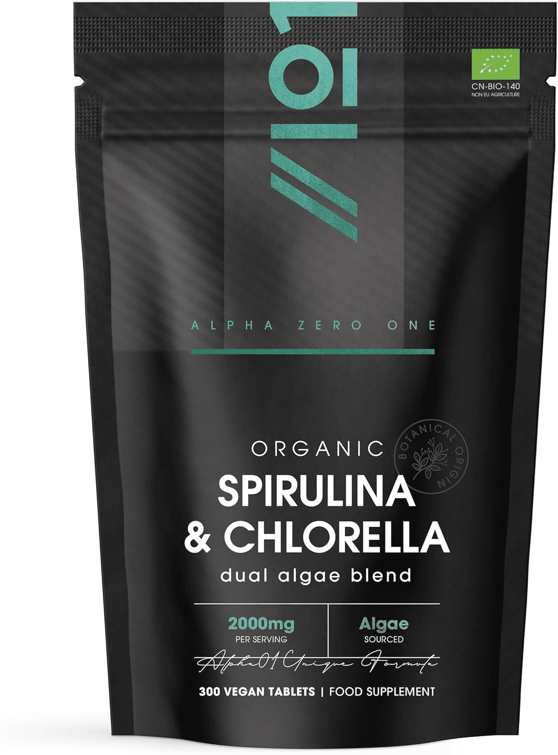 Organic Spirulina and Chlorella 2000Mg - 300 Tablets - Broken Cell Wall - Cold Pre