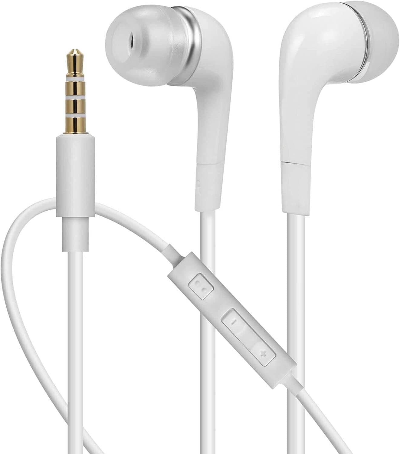 Universal 3.5mm Earphones Wired Earbuds Compatible with Galaxy S3 S6 S8 -White