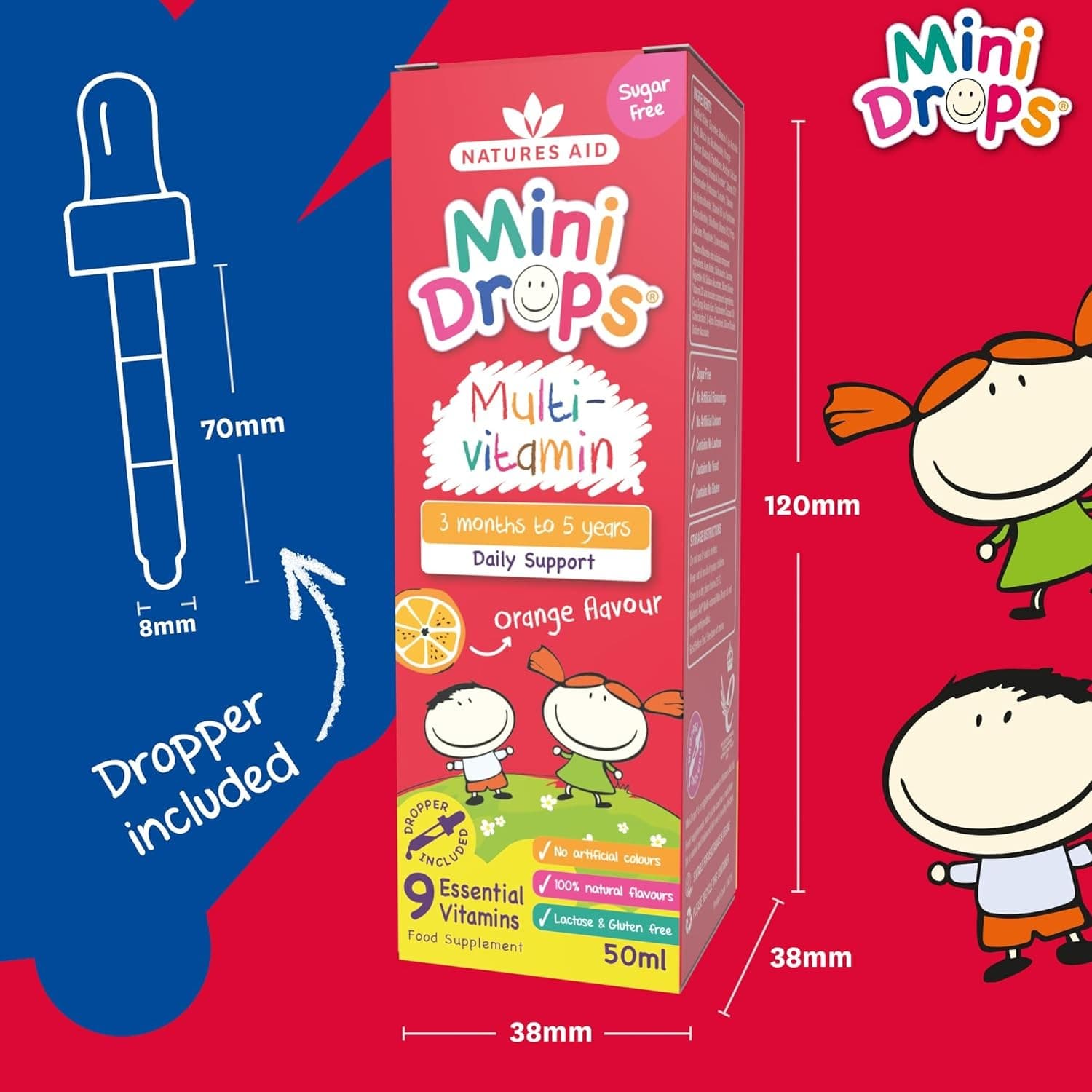 Natures Aid Mini Drops Multivitamin Infants Children Sugar Free 50ml Fast Delive view 2