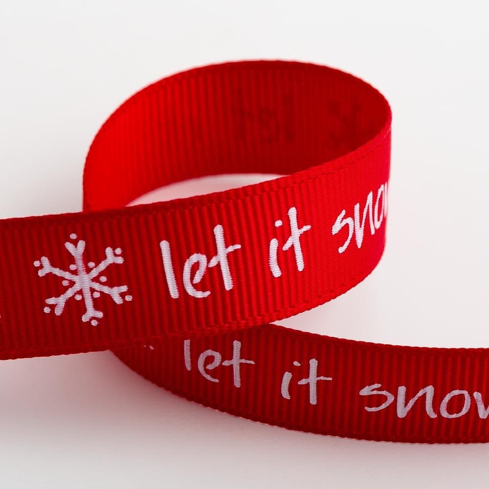 Red Let It Snow Grosgrain Ribbon| Christmas Ribbon for Crafts| Gift Wrapping,...