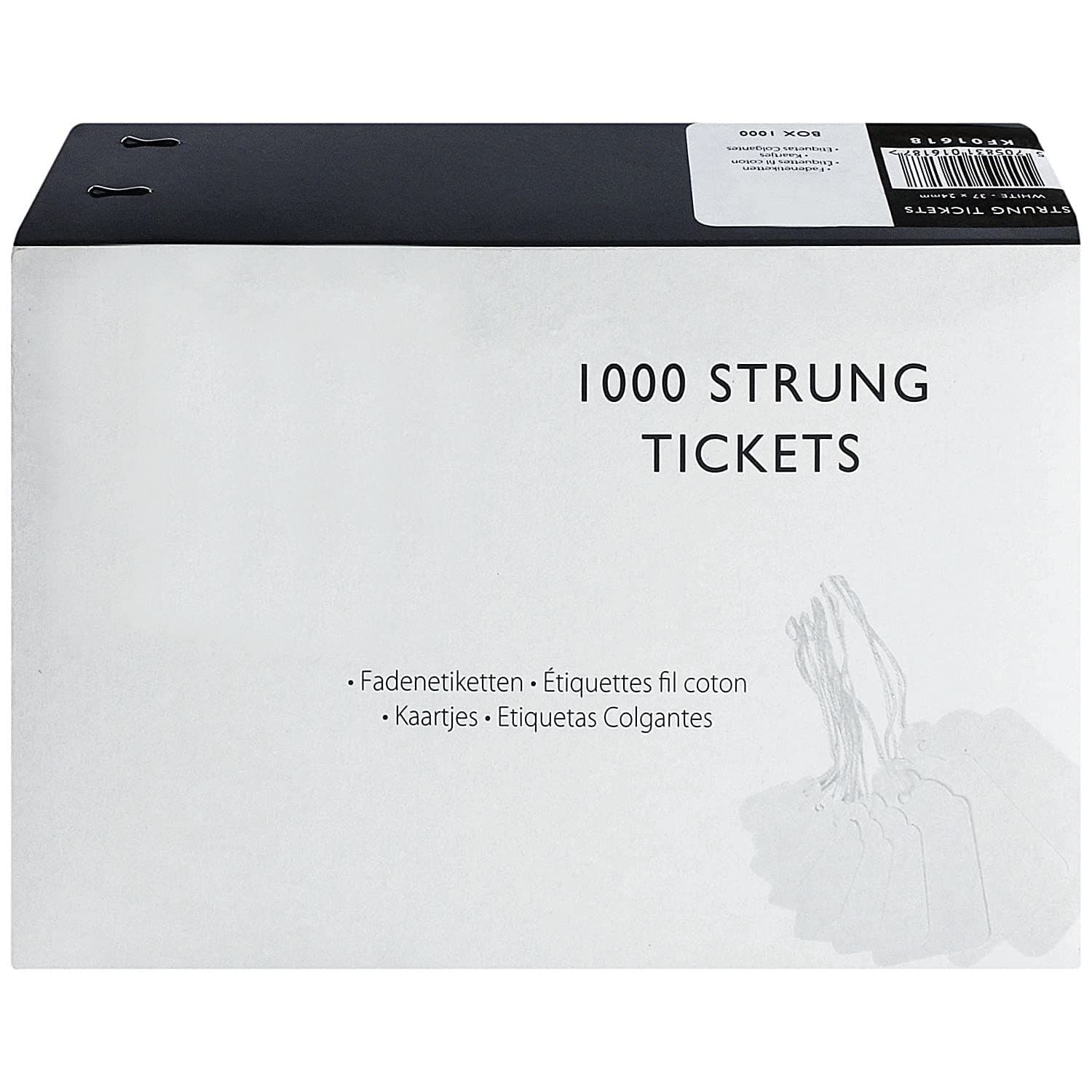 Q-Connect Strung Ticket 37x24mm White (1000 Pack) 39 x 25 mm