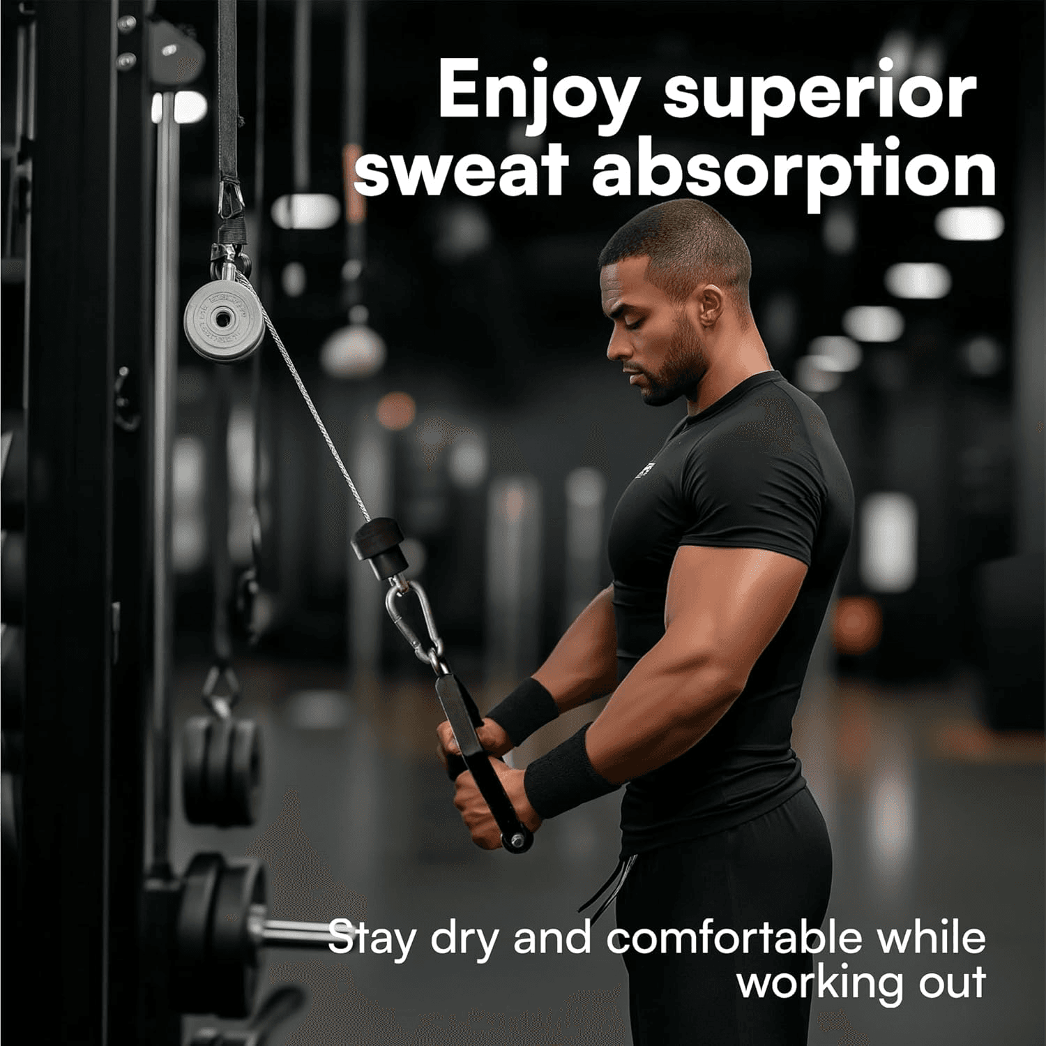 H&S Sweat Bands - 6 Cotton and Spandex Wristbands Sweatbands for Gym| Tennis and view 2