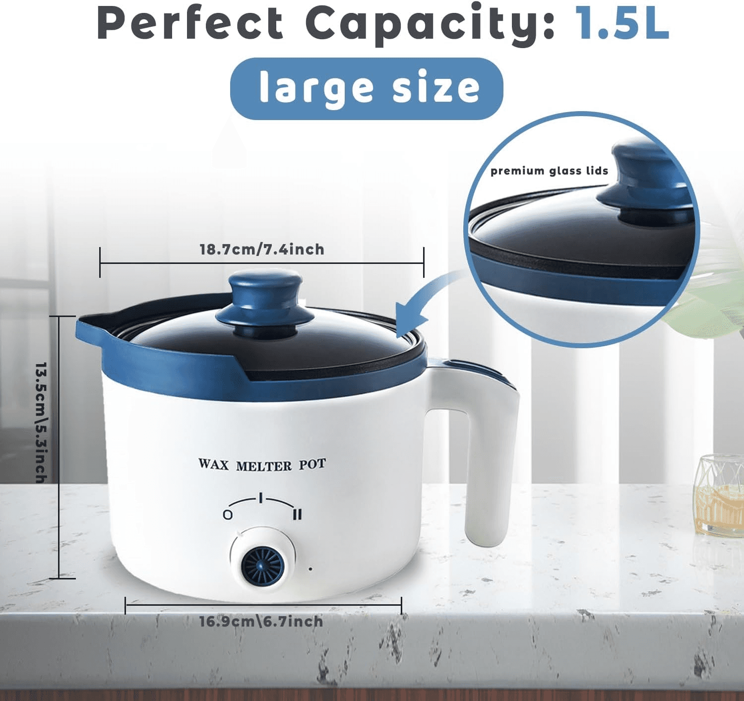 Electric Wax Melter| Candle Wax Melter for Candle Making with Lid| Double Boiler view 2