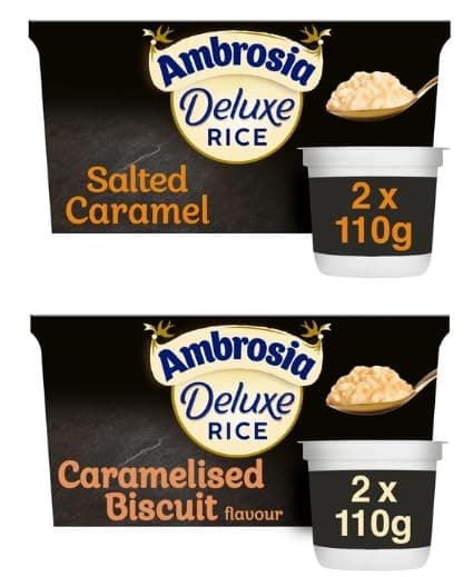 Ambrosia Deluxe Rice| Salted Caramel and Caramelised Biscuit Flavour - (Pack of 2)
