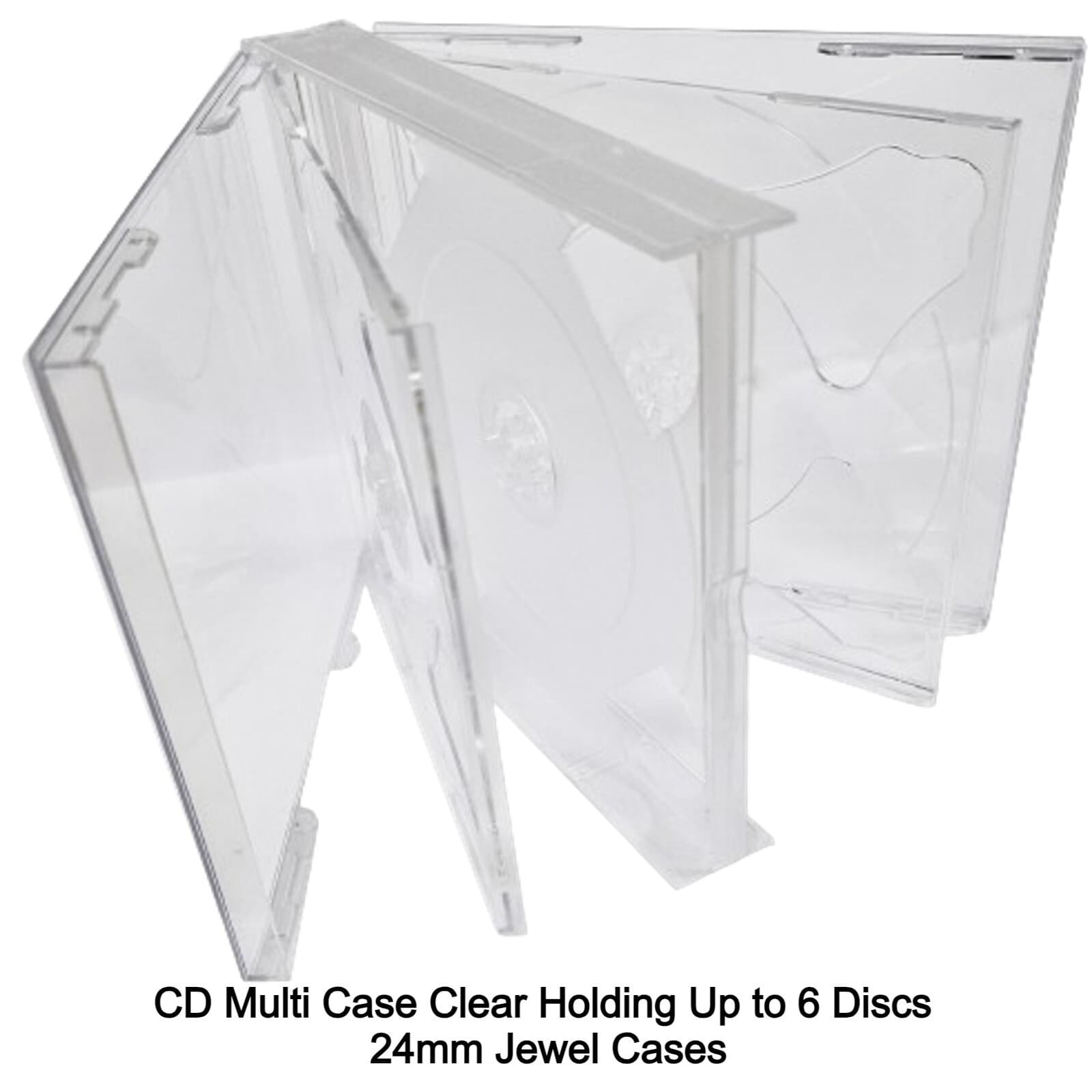100 x 6 Way Clear Multi CD Jewel Cases 25mm Spine Holds 6 Discs Replacement Case view 2