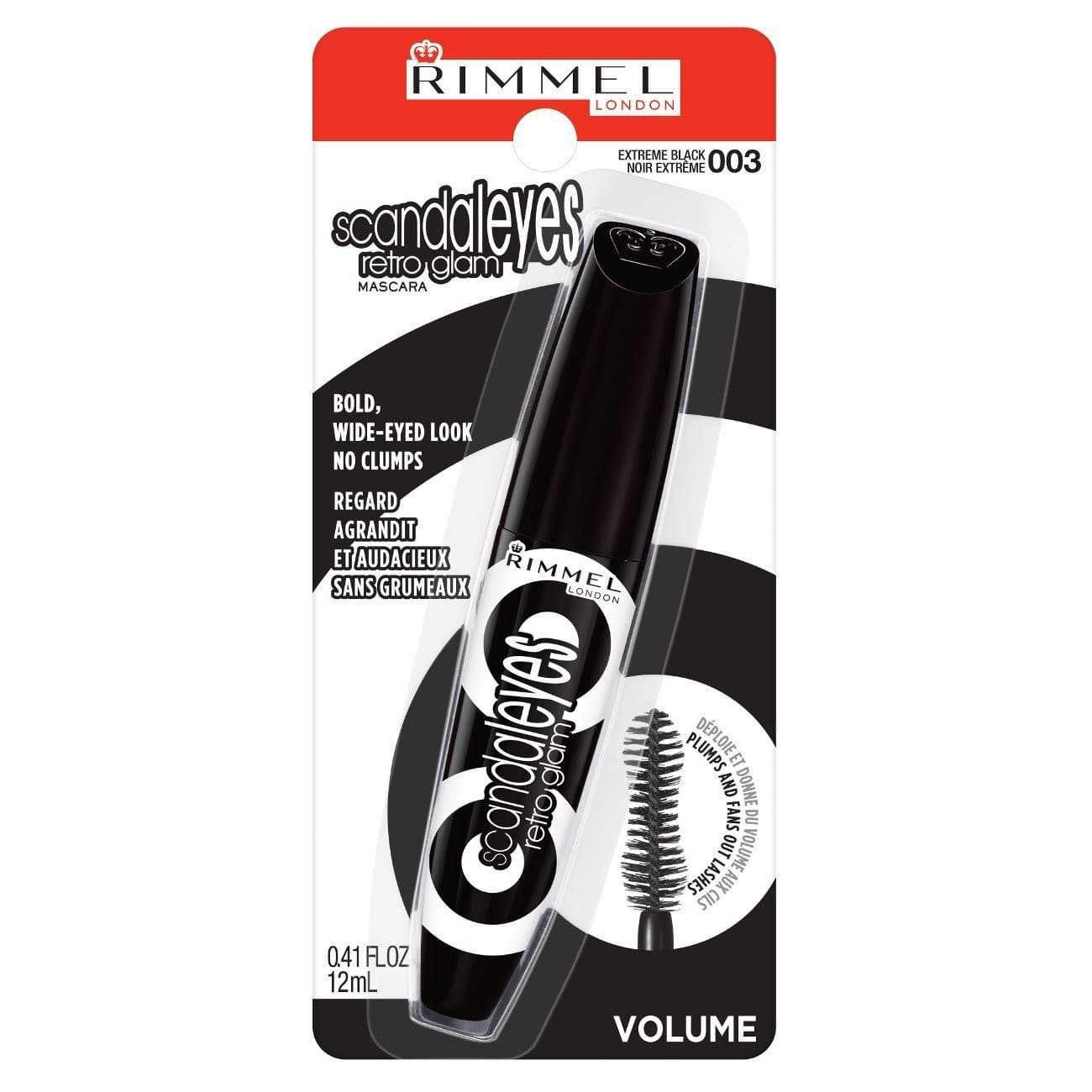 Rimmel London Scandaleyes Retro Glam Mascara| Volumizing| Plumps Lashes| No