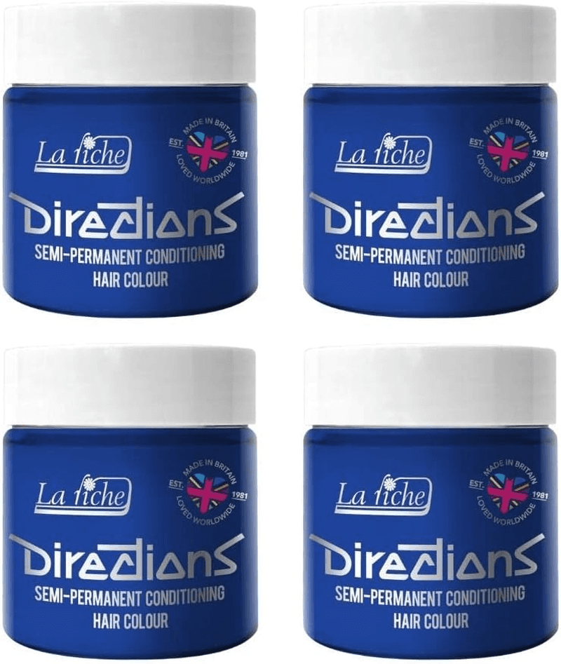 4X  Directions Semi-Permanent Hair Color 100Ml Tub - Atlantic Blue