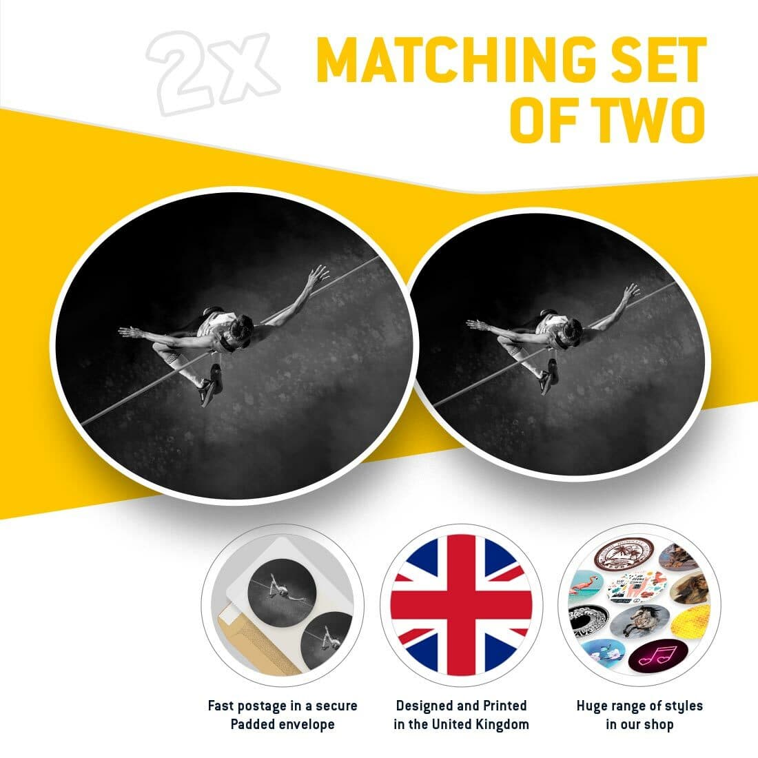 2 x Vinyl Stickers 25cm (bw) - High Jump Athlete Sports Jumping  #43022 view 2