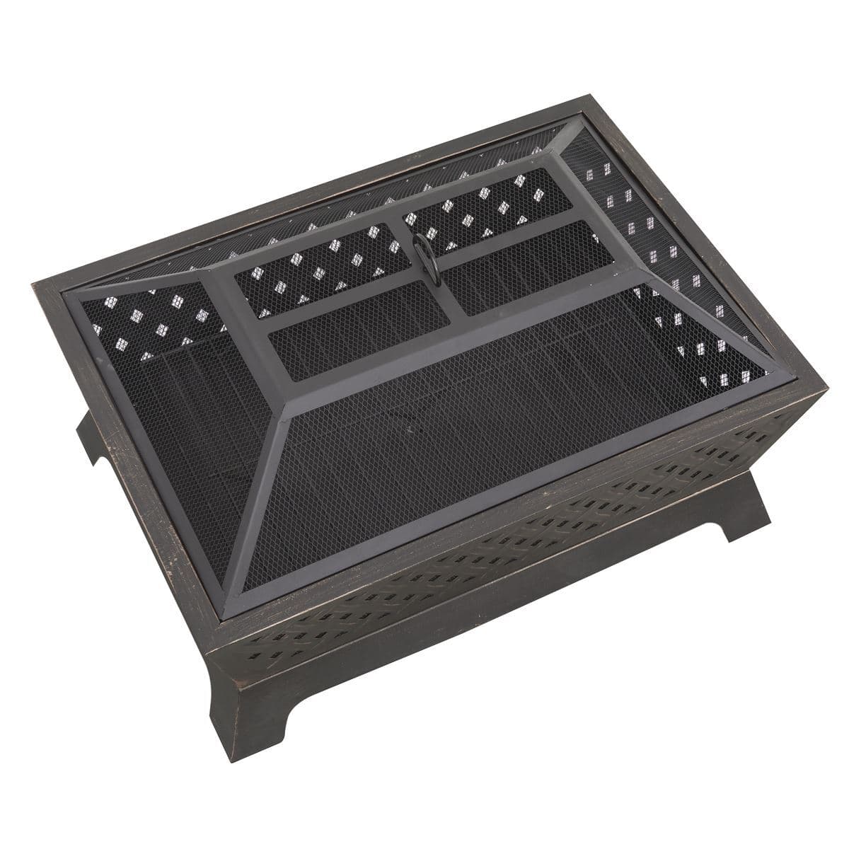 Dellonda 35\" Rectangular Outdoor Fire Pit Antique Bronze Effect view 2