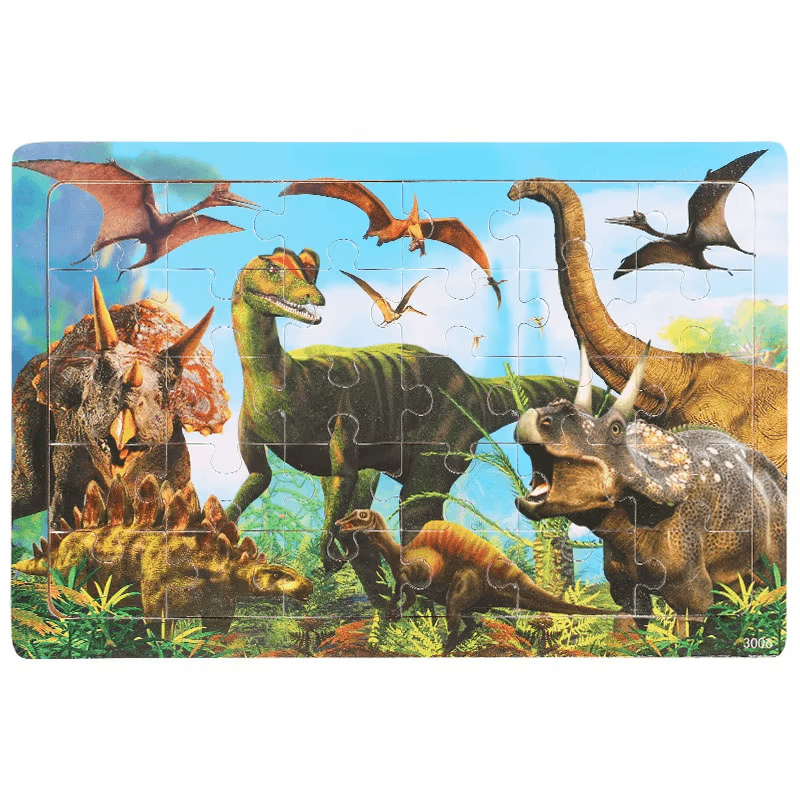 30 Pieces Wooden Jigsaw Puzzle Kids Cartoon Animal Vehicle Puzzles Games Baby Ea