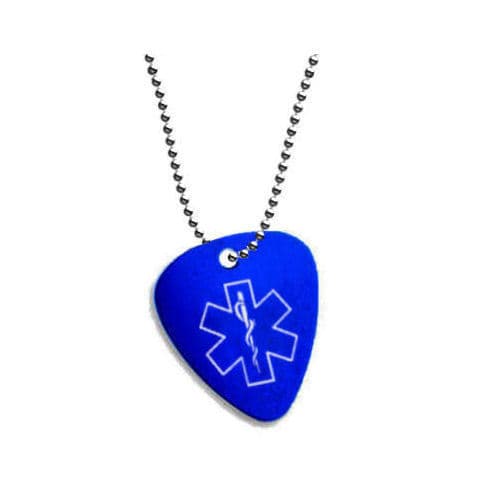 Personalised Guitar Pick Plectrum Medical Tag on Chain| Engraved