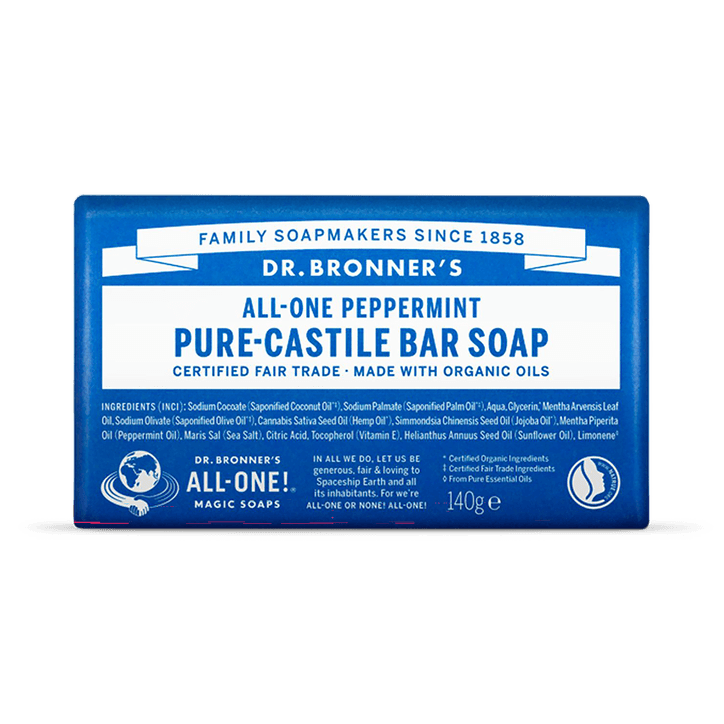 Dr Bronner All-One Peppermint Pure-Castile Bar Soap 140g