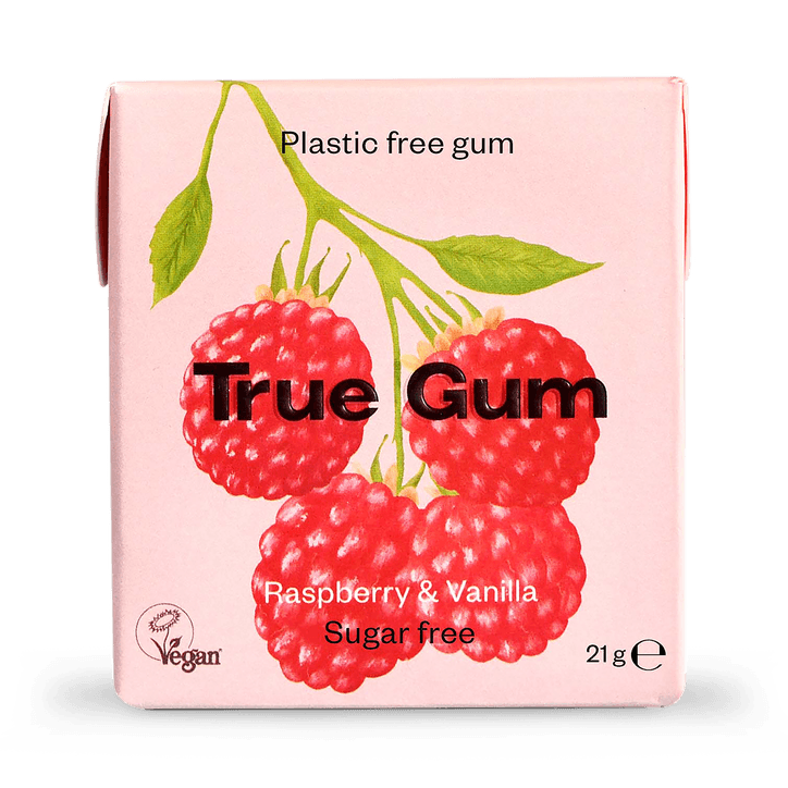 True Gum Raspberry & Vanilla Chewing Gum 21g