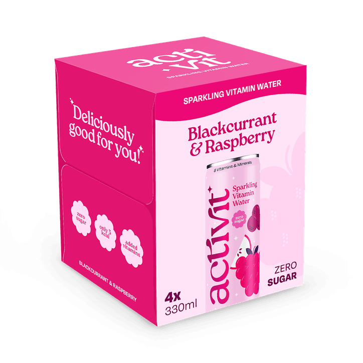 Activit Sparkling Vitamin Water Blackcurrant & Raspberry 4 x 330 ml