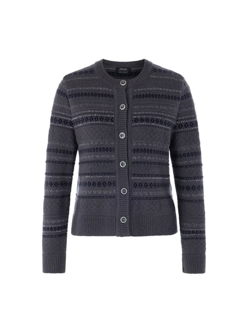Marc Cain Lurex cardigan ‘Rethink Together’, blue, 16 (N5)