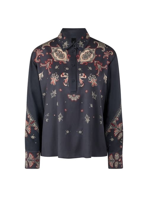 Marc Cain Flowing blouse with paisley pattern, blue, 20 (N7)
