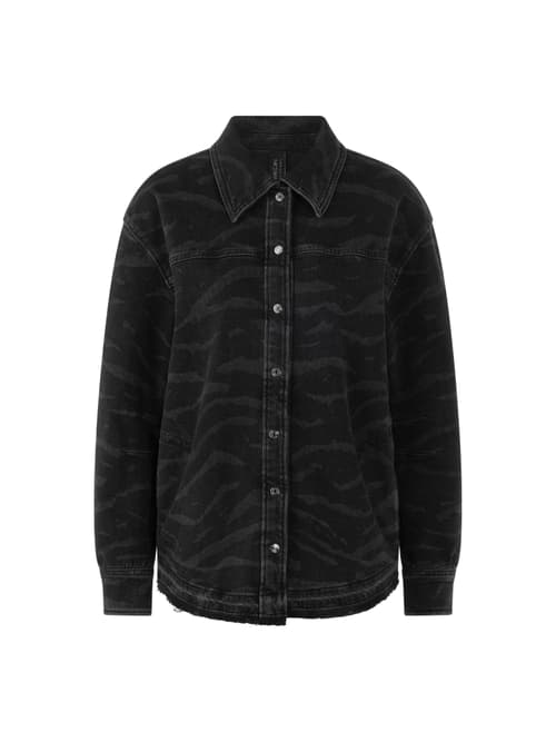 Marc Cain Denim blouse with animal print, grey, 8 (N1)
