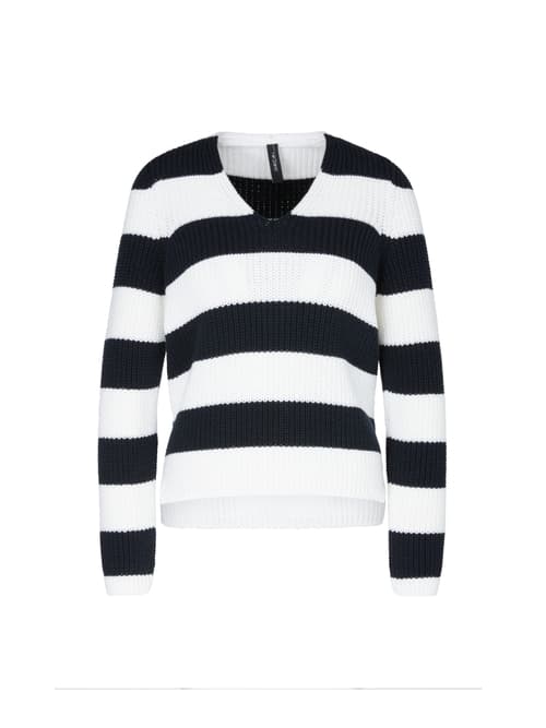 Marc Cain Sweater with block stripes, blue, 18 (N6)