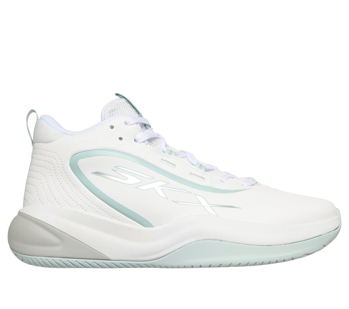 Skechers SKX League Sneaker in White/Light Blue, Size 6.5 | Leather/Synthetic/Textile