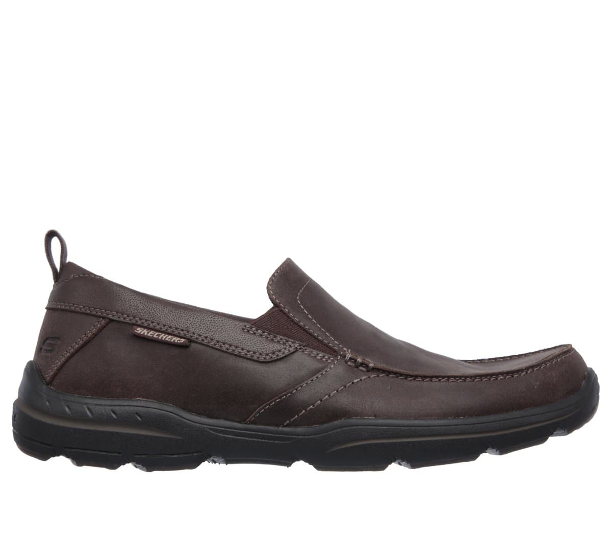 Skechers Men's Relaxed Fit: Harper - Forde Shoes in Dark Brown, Size 10 | Leather/Synthetic/Textile