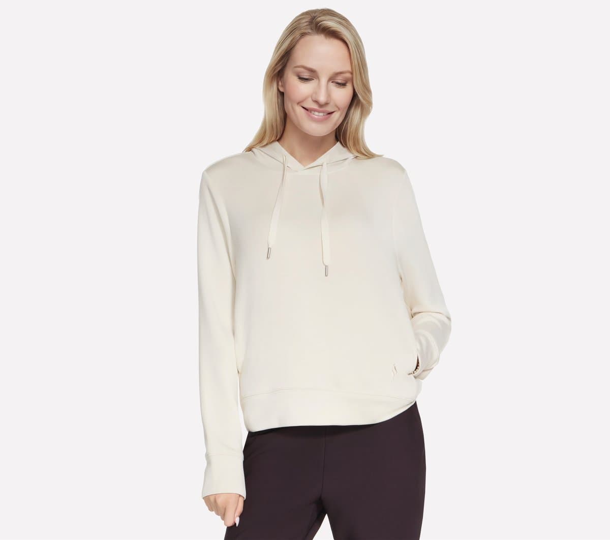 Skechers Women's Cosy Luxe Hoodie in Off White/Mauve, Size XS | Rayon/Polyester/Spandex