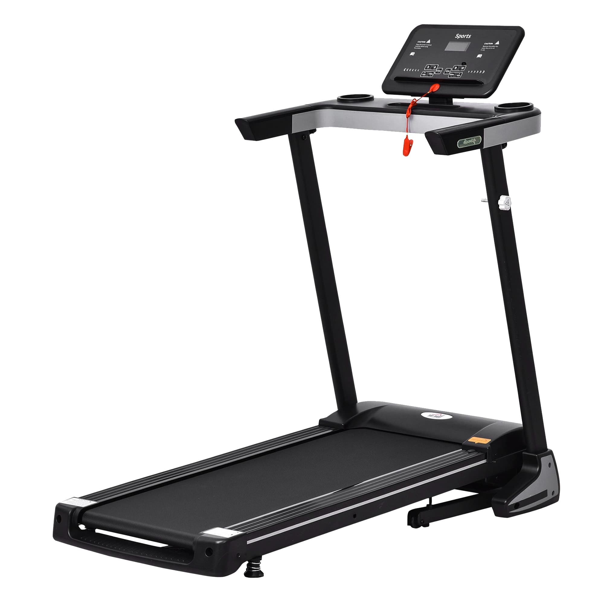 HOMCOM Motorised Folding Treadmill 500W with LED Screen, Black | Aosom UK