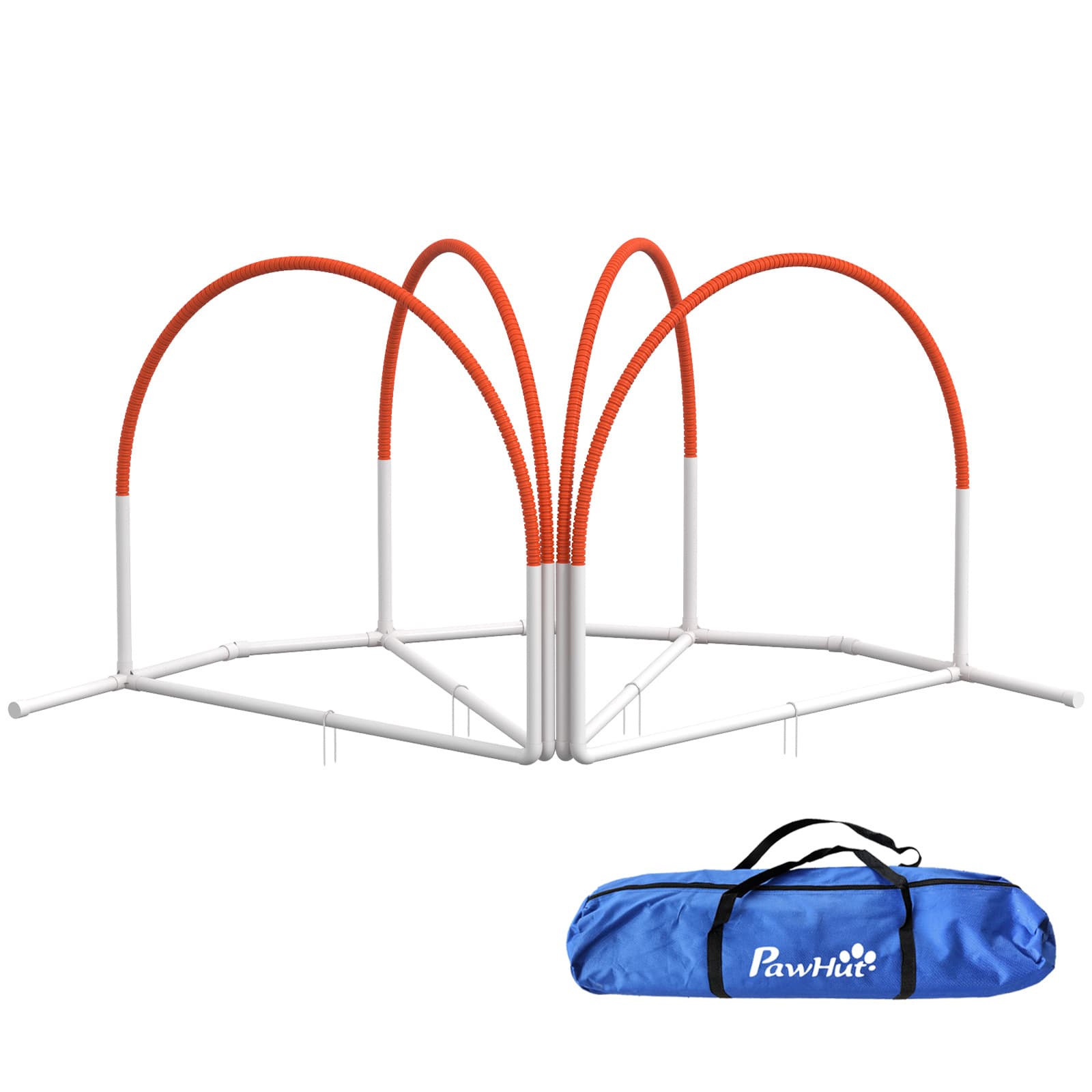 PawHut Dog Agility Gear, Dog Agility Training Equipment for Dogs w/ Oxford Carry Bag, 4 PCS Weave Poles Orange | Aosom UK