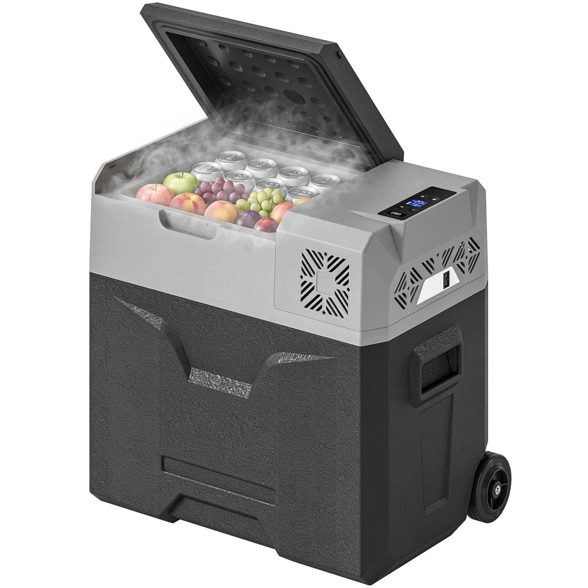 HOMCOM Portable Car Fridge Freezer, 12/24V 50L, Electric Cooler Box for Camping, Travel, Picnic, Grey