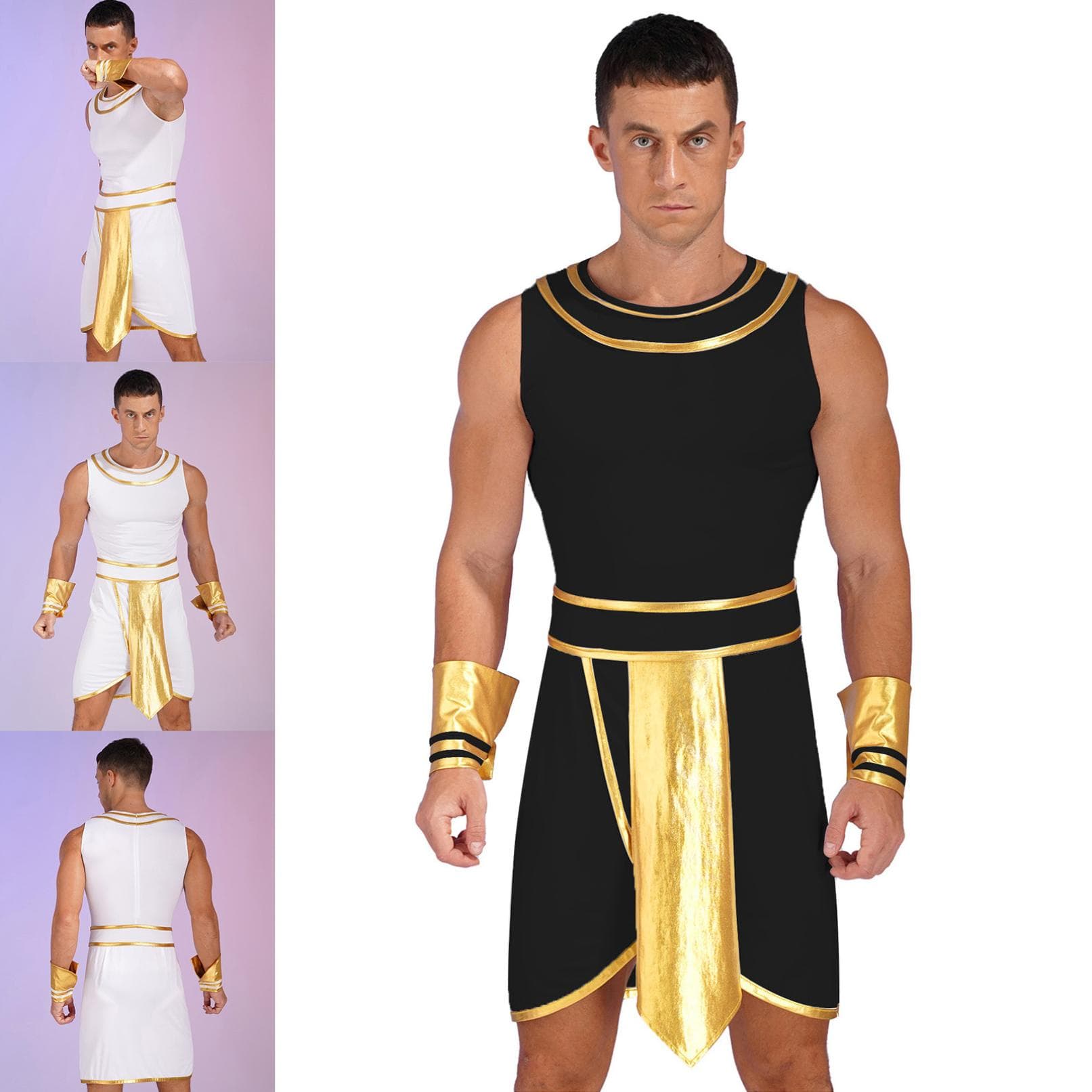 Deluxe Egyptian Pharaoh Costume Men Ancient Egyptian Costume Adult Pharaoh Halloween Cosplay Outfits cm white