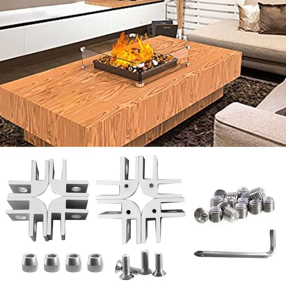 1 Set Fire Pit Wind Guard Outdoor Stove Windshield Corner Bracket Set Glass Flame Guard Tool Accessories For Square Table